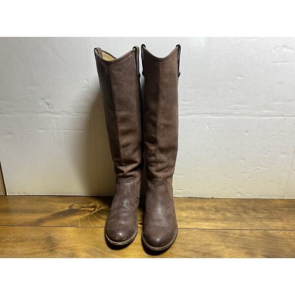 Frye-Women's 8B Jackie #76575 Brown Distressed Leather Tall Western Riding Boot - Picture 4 of 11